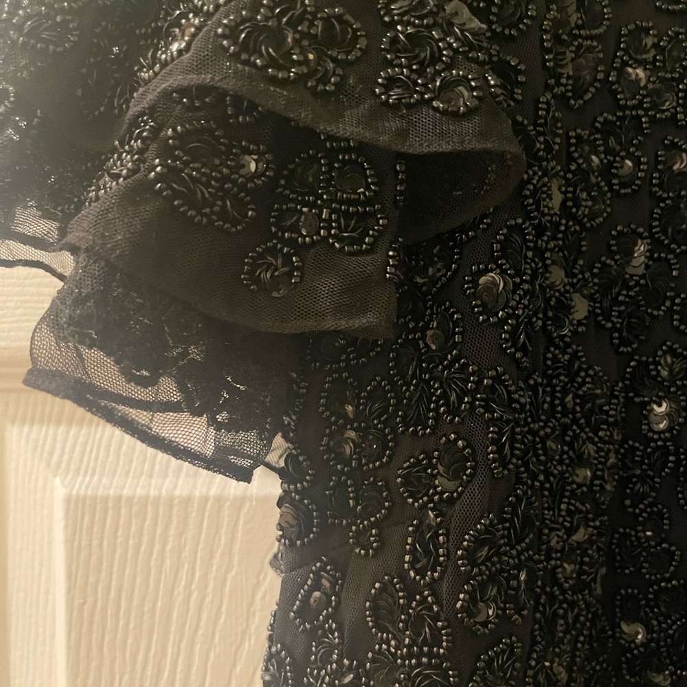 Black Beaded Mesh Dress